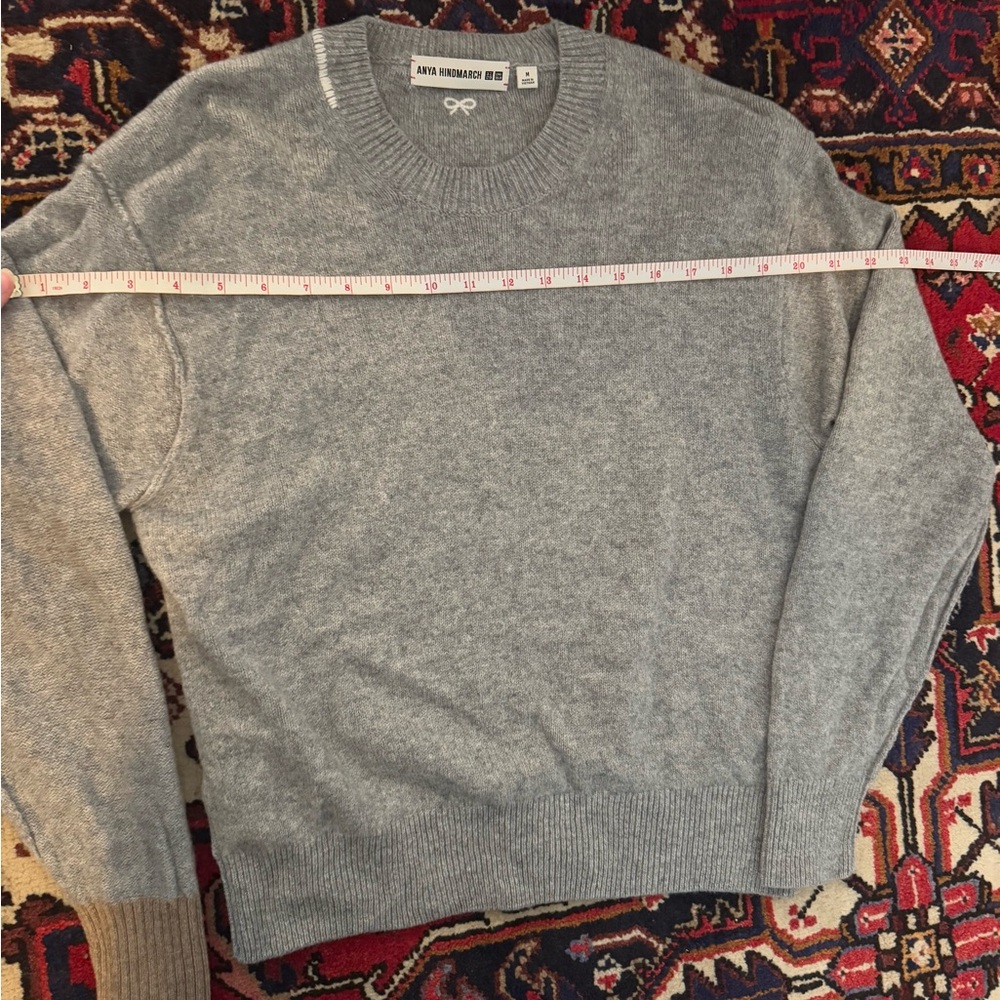 Anya Hindmarch Grey Sweater with Brown Cuff and Eye Patch Detail - Picture 8 of 9